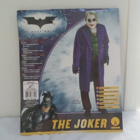MENS  JOKER  COSTUME Batman Halloween Standard Sz Dark Knight Movie Outfit Set - Picture 1 of 16